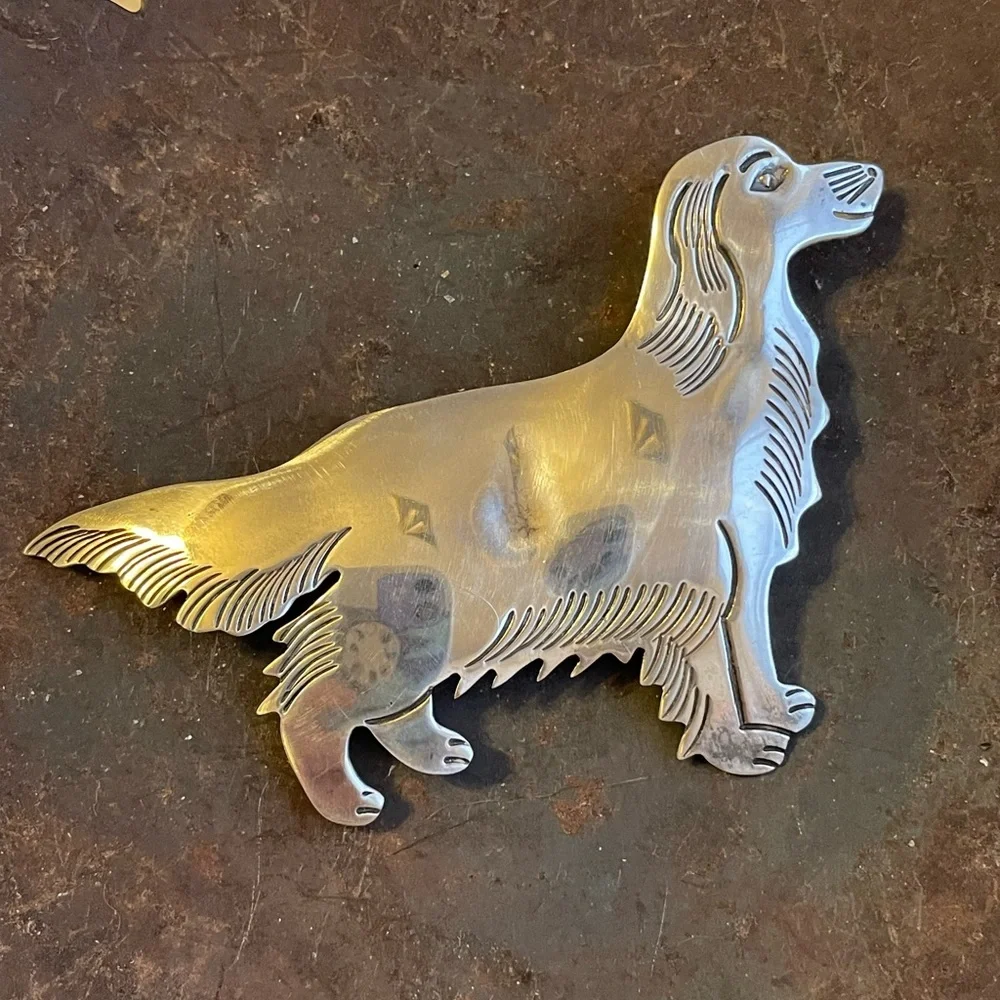 Sterling Irish Setter Golden Retriever Brooch/Handmade Dog Brooch Silver - Picture 4 of 11